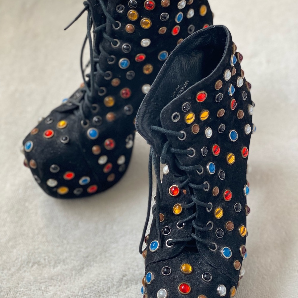 SOLDJeffrey Campbell Rhinestone Colorful Booties Boots - Picture 7 of 8